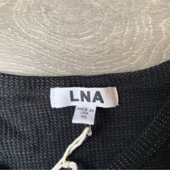 LNA Waffle knit Long Sleeve Desert Crew Top Cut out Long sleeve Black Size XS - Picture 11 of 14